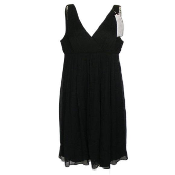 new J.CREW Silk Chiffon Dress, 12, Black, Babydoll, Cocktail/Party, V-neck - Picture 8 of 15